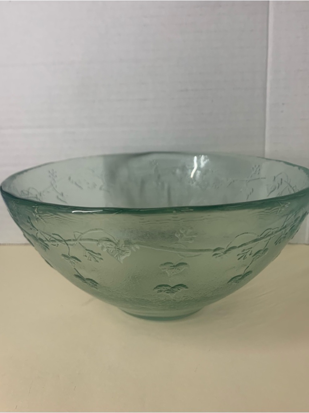 Textured Aqua Glass Serving Bowl
